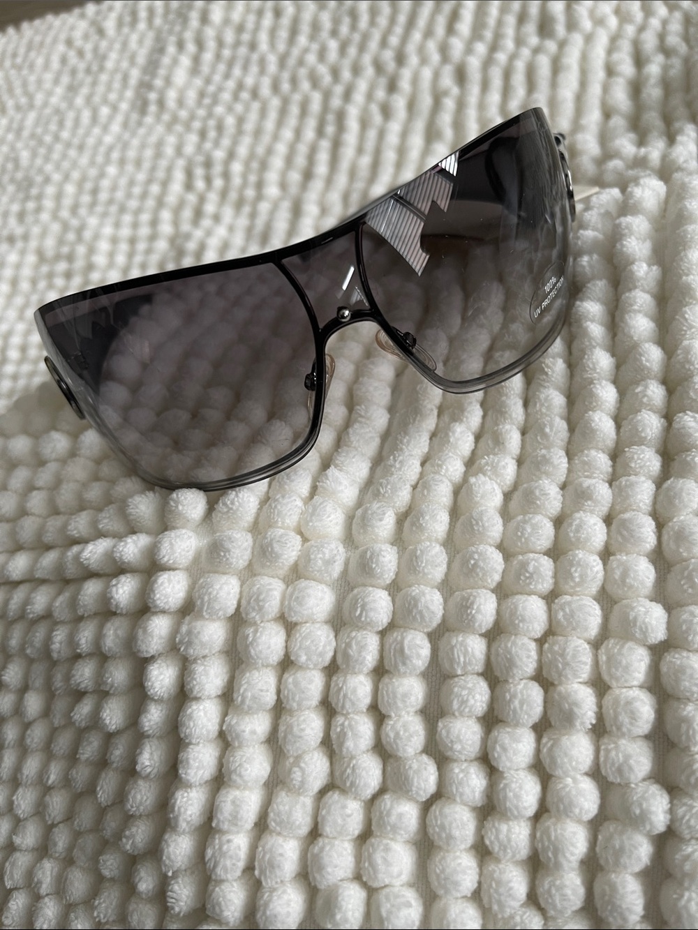 Giorgio Armani. Designer Black Shield Sunglasses.